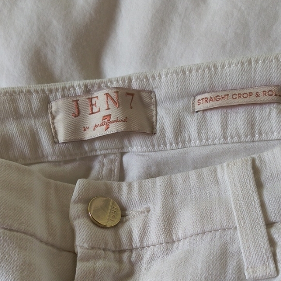 Jen7 Women's White Straight Crop & Roll Jeans, Size 10 - Picture 2 of 10